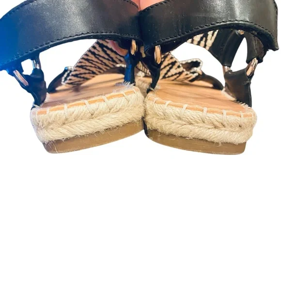 Frye & Co Kole White Black Canvas/Leather Espadrilles sz 9 - Picture 5 of 7